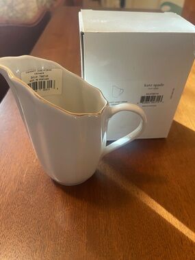 Kate Spade Gwinnett White Porclein Creamer with Gold Trim Accent